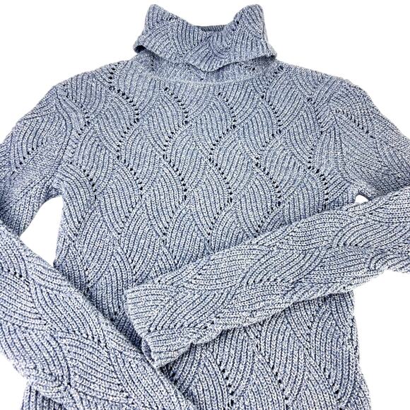 NEW Sundance Silk Cotton Blend Blue Champlain Turtleneck Textured Sweater XS - Picture 1 of 9